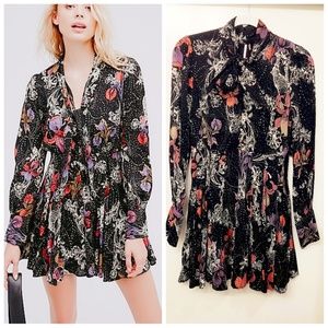 Free People Odessa Pleated Mini Black Combo